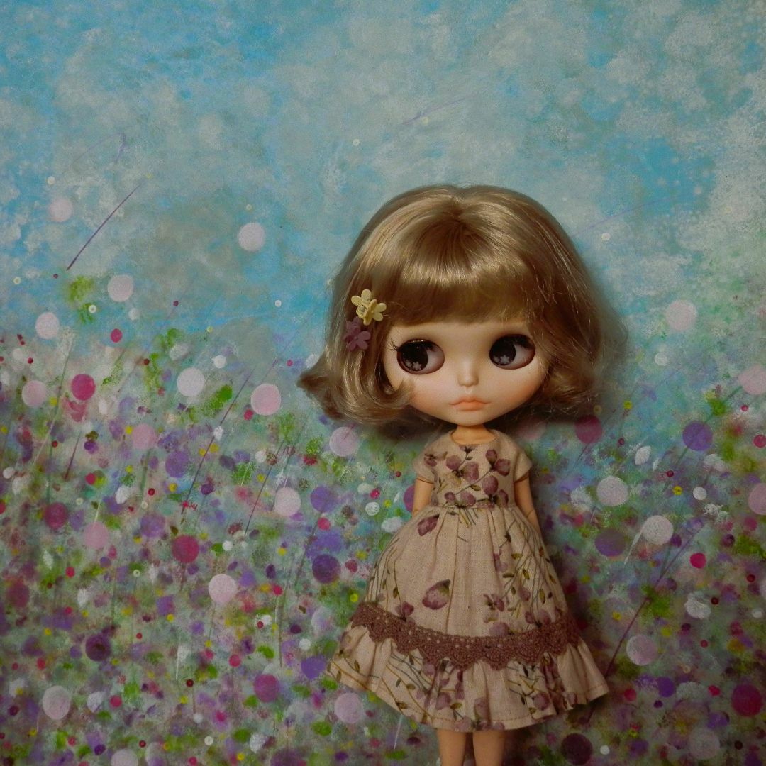 【ご予約品】お花畑の背景ボード（パープル）　ドールハウス　ブライス等撮影用