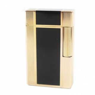 デュポン(DUPONT)の外装美品◎Dupont デュポン ライン1 ロング ラッカー ローラー式 スクエア型 ガスライター ブラック ゴールド 箱付き フランス製 メンズ 着火不可(タバコグッズ)