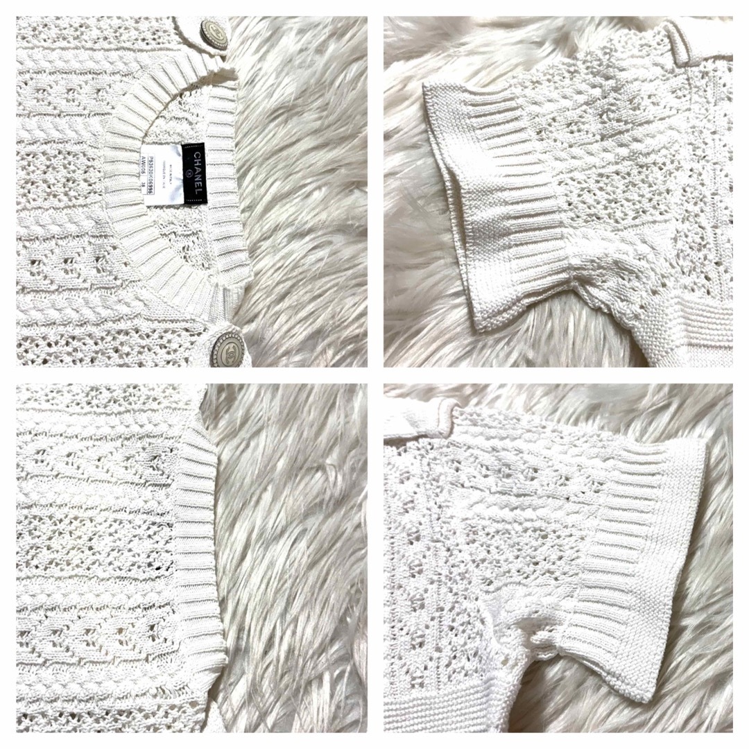 CHANEL - 本物 美品 シャネル COCOボタン レース編み込み ニット CHANEL - 本物 美品 シャネル COCOボタン レース編み込み ニット