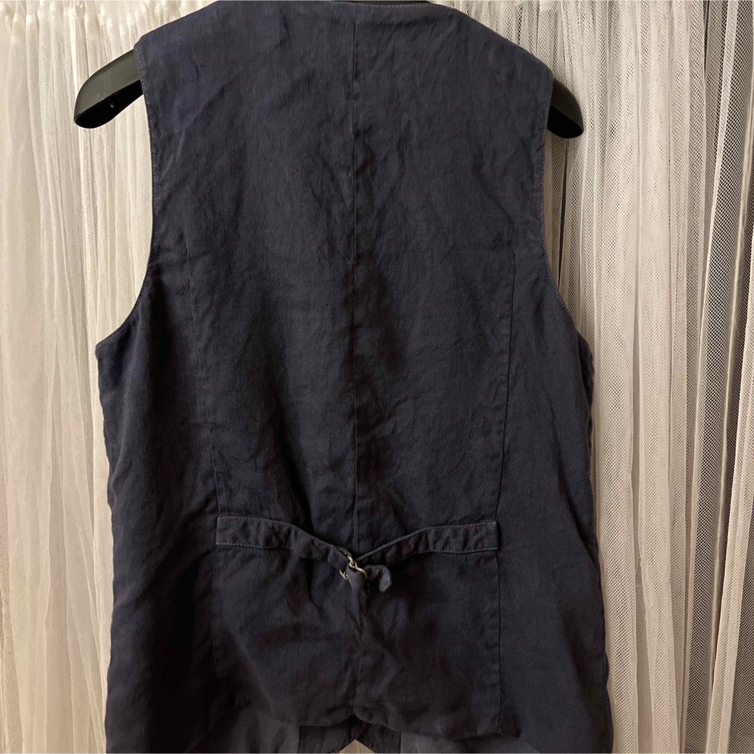 nest Robe - ネストローブ リネン麻100% 紺 ベスト レディース nest Robe - ネストローブ リネン麻100% 紺 ベスト レディース