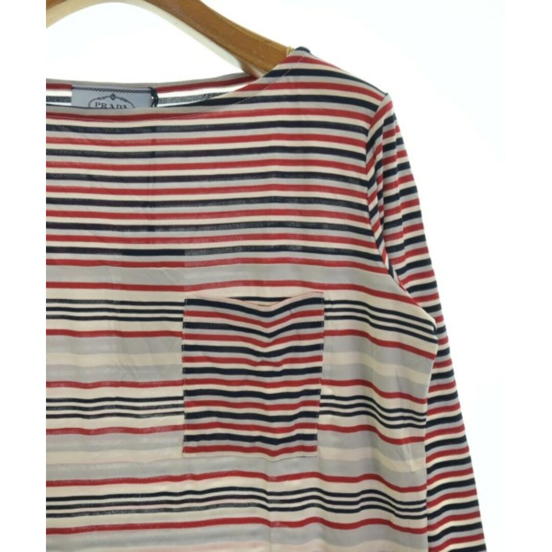 PRADA プラダ Tシャツ・カットソー L 赤x紺x白xグレー(ボーダー PRADA プラダ Tシャツ・カットソー L 赤x紺x白xグレー(ボーダー