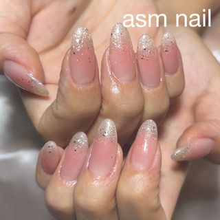 ネイルチップ ジェルネイル asmnail チークネイル　ラメグラデ(つけ爪/ネイルチップ)