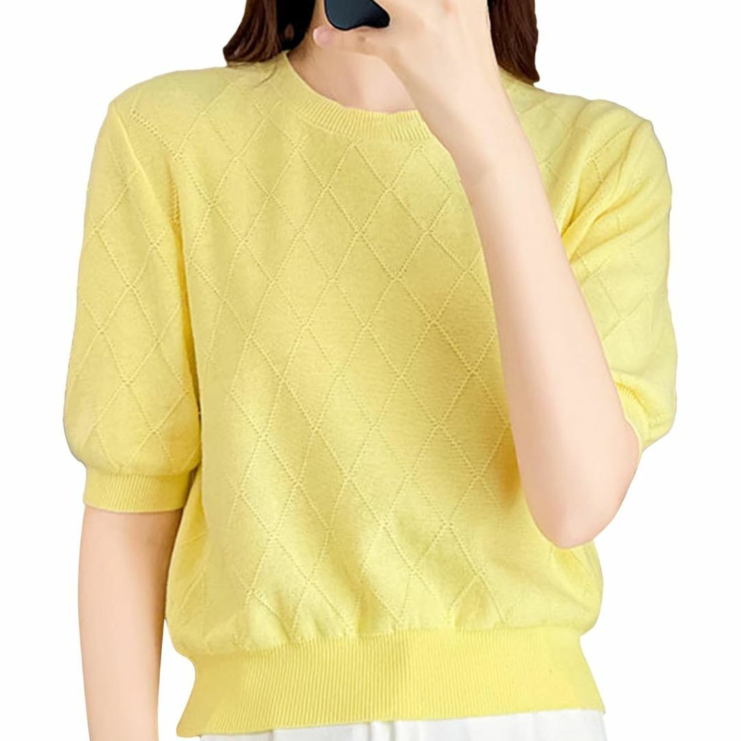 [プレココ] 10カラー ダイヤ柄 カットソー 綿 薄手 涼しい 春夏 夏 上品