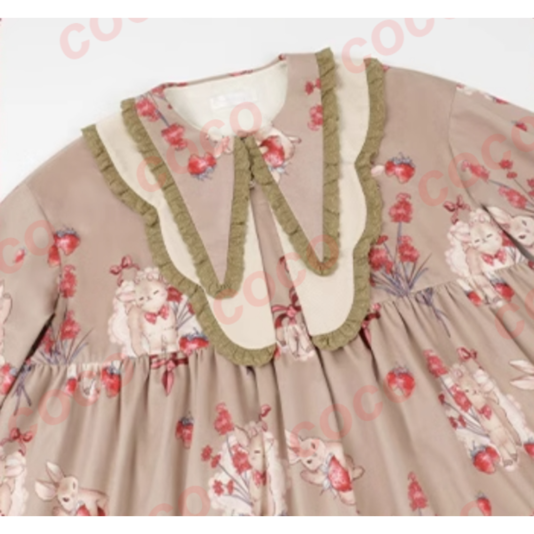 オリジナル lolita クラシカル カーキ色 ロリータ ワンピース　L263＃ オリジナル lolita クラシカル カーキ色 ロリータ ワンピース
