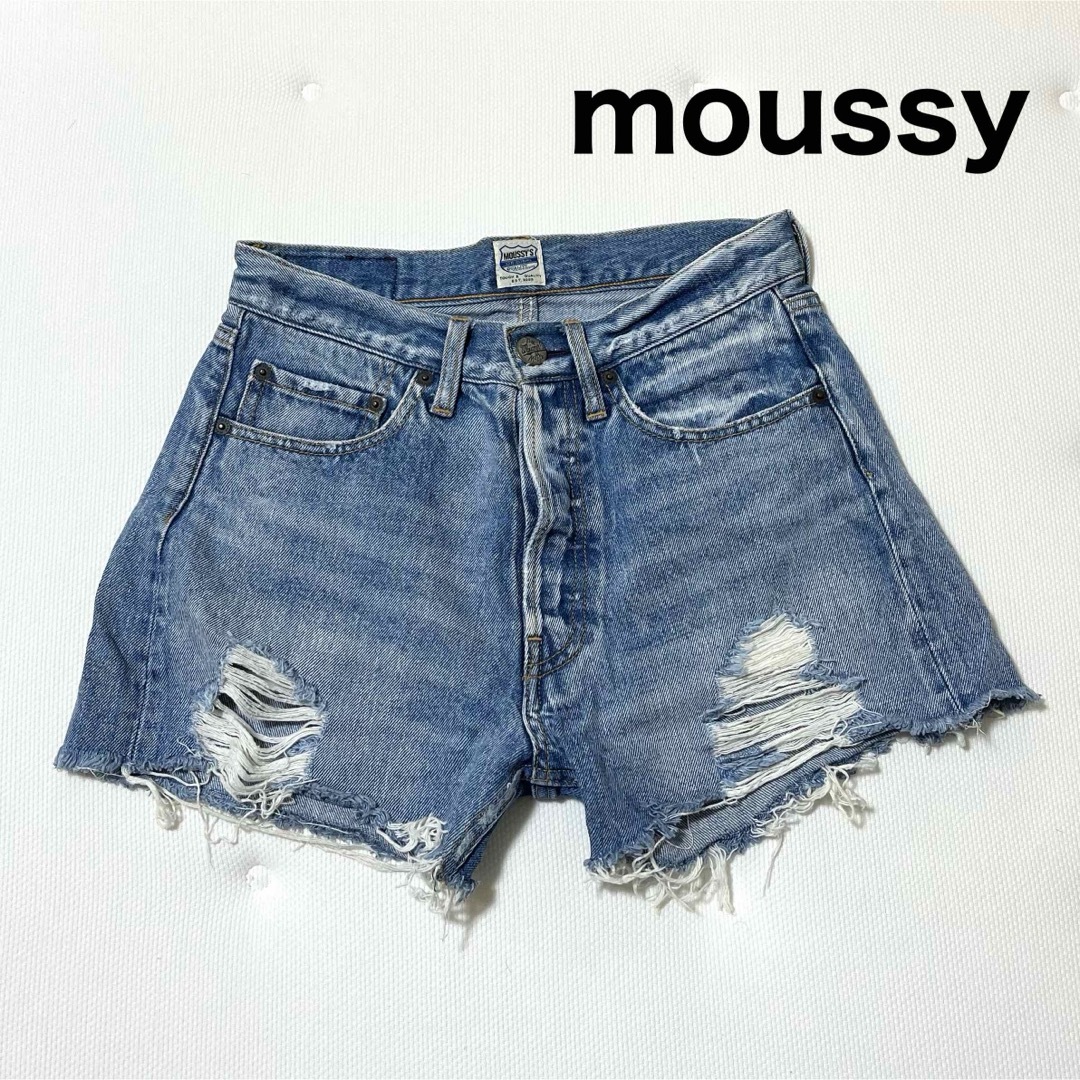 moussy - moussy デニムショートパンツ ダメージの通販 by moussy - moussy デニムショートパンツ ダメージの通販 by