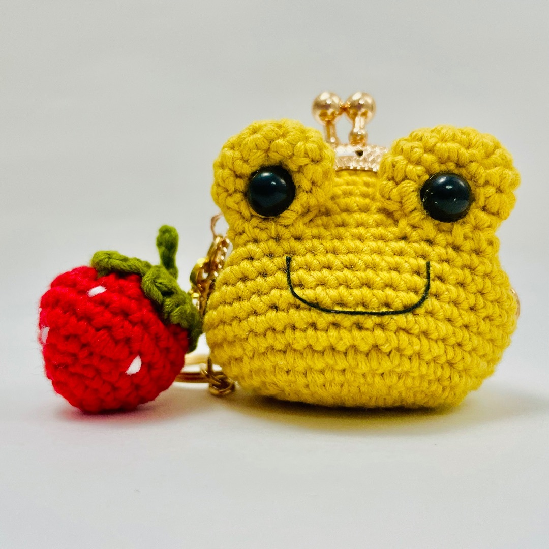 ハンドメイド がま口 口金 かえるがま口 かえるキーホルダー