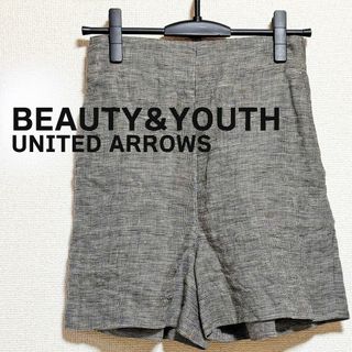 ビューティアンドユースユナイテッドアローズ(BEAUTY&YOUTH UNITED ARROWS)のBEAUTY&YOUTH ハーフ パンツ　グレー　チェック　ハイウエスト 美脚(ショートパンツ)