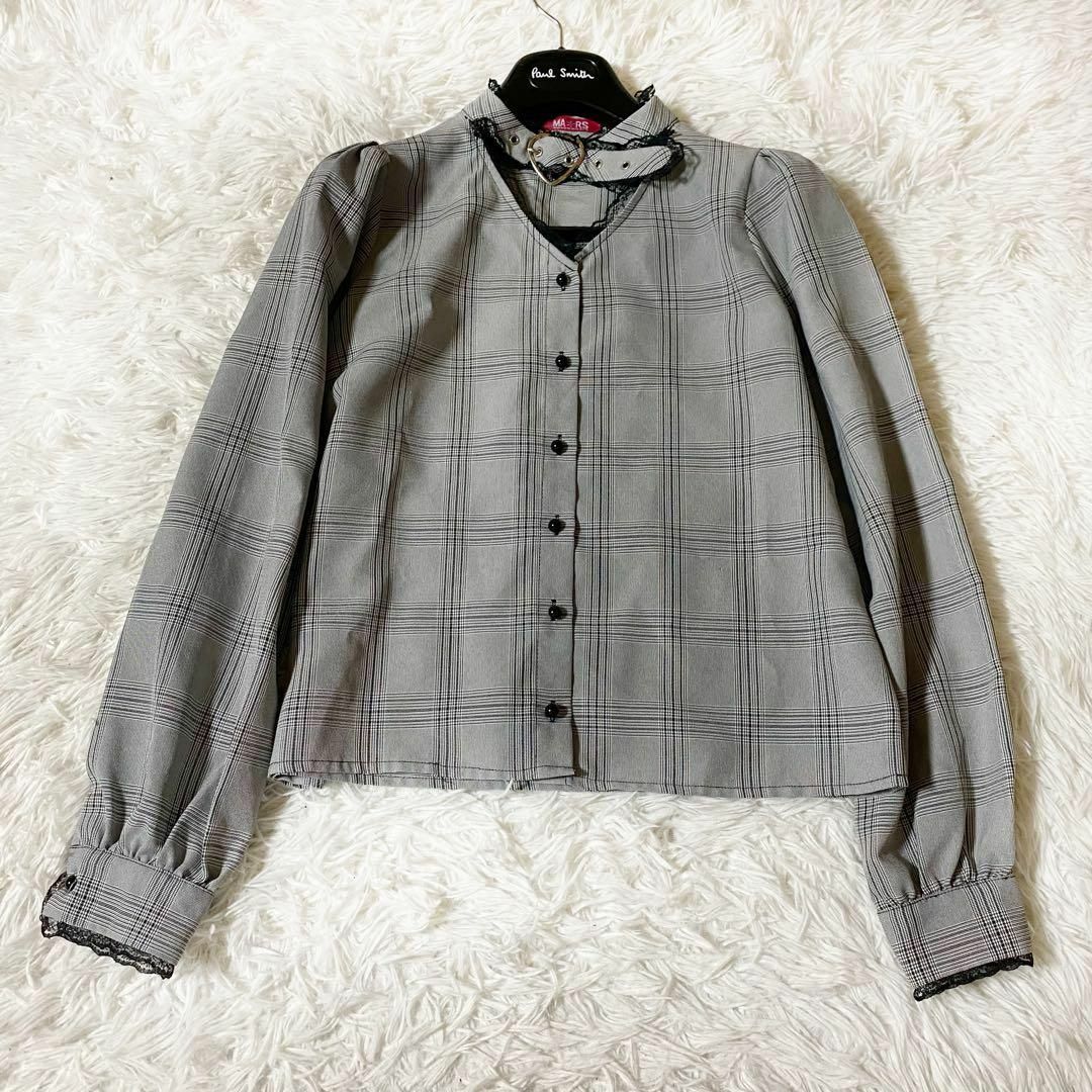 MA*RS - マーズ ブラウス ハートバックル グレンチェック MA*RS - マーズ ブラウス ハートバックル グレンチェック