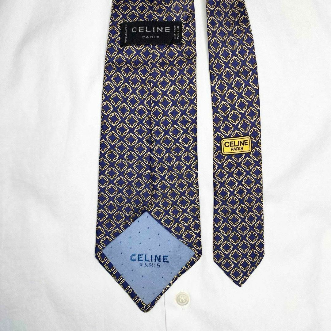 CELINE - 【美品】 CELINE ネクタイ リング柄 ネイビー CELINE - 【美品】 CELINE ネクタイ リング柄 ネイビー