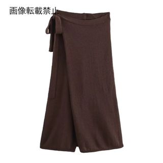 🧊8月新作🧊14901◆brown ブラウン ニット ワイドパンツ (カジュアルパンツ)