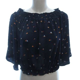 リリーブラウン(Lily Brown)のリリーブラウン シャツ ブラウス オフショルダー 総柄 七分袖 F 紺 ネイビー(その他)