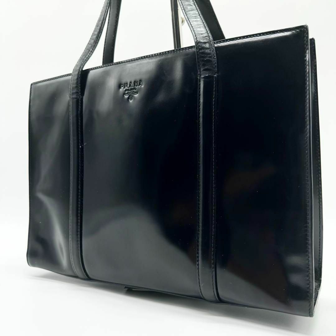 美品✨】プラダ パテントレザー ハンドバッグ トートバッグ ロゴ 美品✨】プラダ パテントレザー ハンドバッグ トートバッグ ロゴ