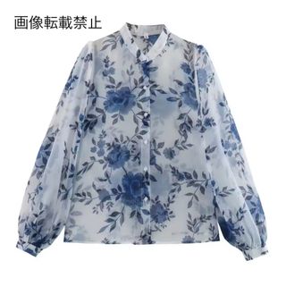 🧊8月新作🧊14916◆フラワー 花柄 ブラウス(シャツ/ブラウス(長袖/七分))