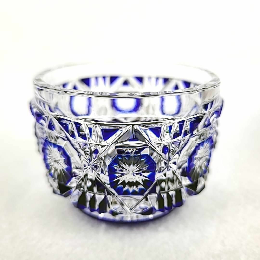 △美品△ 薩摩切子 猪口 3客 色被せ 八角籠目 △美品△ 薩摩切子 猪口 3客 色被せ 八角籠目