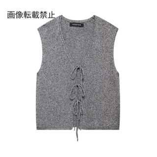 🧊8月新作🧊14927◆gray グレー ニット ベスト(ベスト/ジレ)