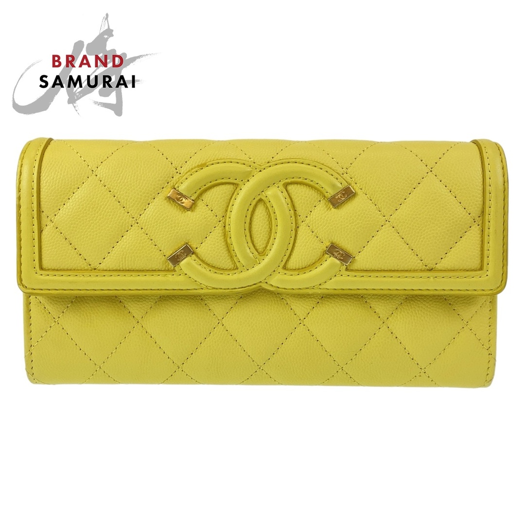 美品 CHANEL シャネル CCフィリグリー イエロー ゴールド金具 美品 CHANEL シャネル CCフィリグリー イエロー ゴールド金具