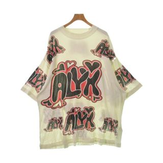 ALYX アリクス Tシャツ・カットソー XXL オフホワイトx黒x赤等(総柄) 【古着】【中古】(Tシャツ/カットソー(半袖/袖なし))