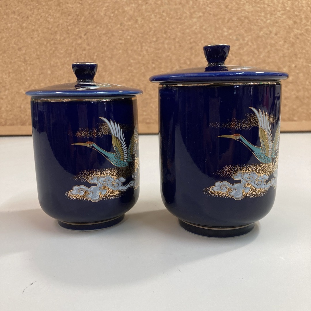 九谷青窯 - 使用 九谷焼 夫婦湯呑み茶碗 蓋付き 湯呑みの通販 by 九谷青窯 - 使用 九谷焼 夫婦湯呑み茶碗 蓋付き 湯呑みの通販 by