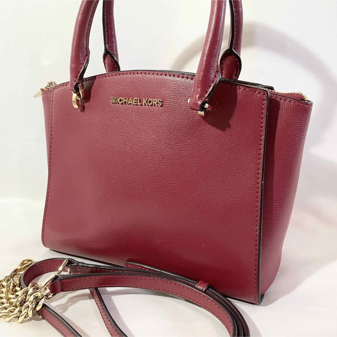 MICHAEL KORS - 美品 正規品 マイケルコース ハンドバッグ 2way ショルダー付き 赤 レザー