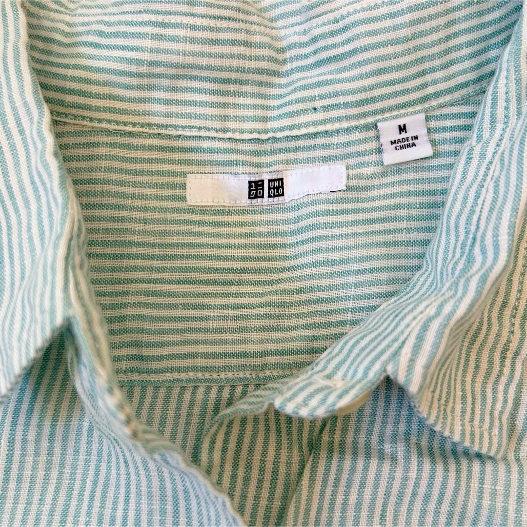 UNIQLO - ユニクロ✨麻100%プレミアムリネンストライプシャツM UNIQLO - ユニクロ✨麻100%プレミアムリネンストライプシャツM