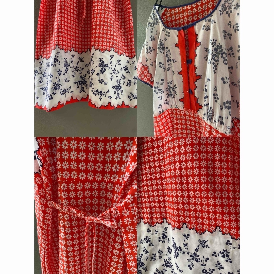 ビンテージ 70s ヨーロッパ シンメトリー 花柄 ドレスワンピース ビンテージ 70s ヨーロッパ シンメトリー 花柄 ドレスワンピース