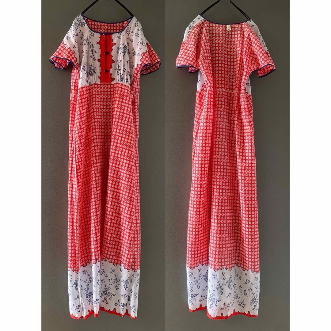 ビンテージ 70s ヨーロッパ シンメトリー 花柄 ドレスワンピース ビンテージ 70s ヨーロッパ シンメトリー 花柄 ドレスワンピース