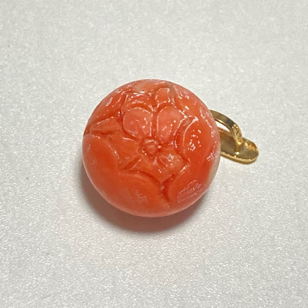 ART VINTAGE - K18 桃珊瑚 ネックレストップ コーラルオレンジ ART VINTAGE - K18 桃珊瑚 ネックレストップ コーラルオレンジ