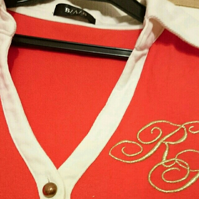 襟付きカットソー綺麗かっこいいポロシャツ M 赤 レディースのトップス(カットソー(半袖/袖なし))の商品写真