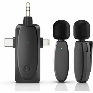ワイヤレスマイク ピンマイク スマホ外付けマイク ミニ ノイズキャンセル(Androidケース)