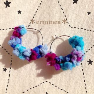 大粒ぽこフープピアス☆ブルーパープル(ピアス)