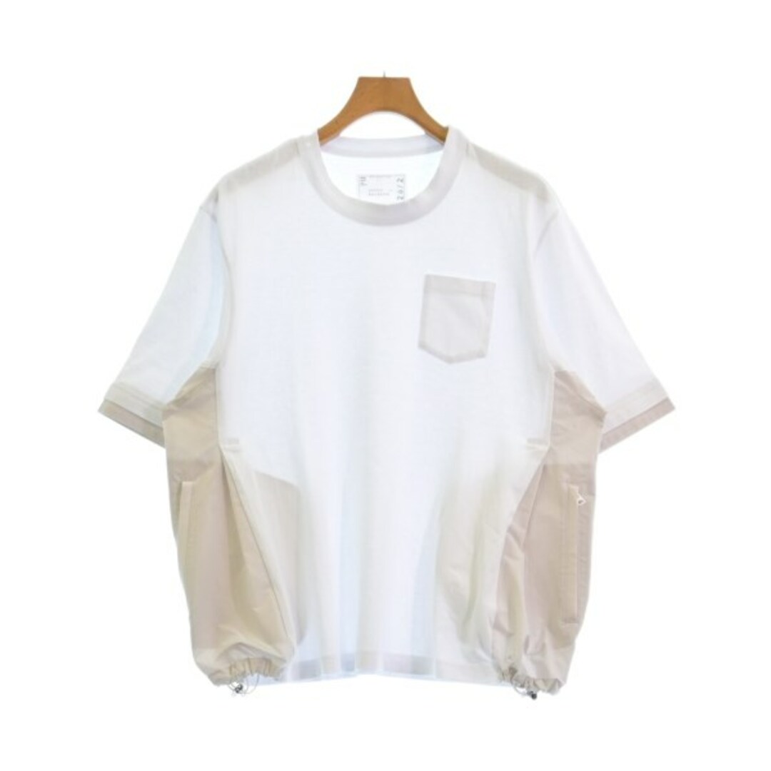 sacai - sacai サカイ Tシャツ・カットソー 1(S位) 白xベージュ sacai - sacai サカイ Tシャツ・カットソー 1(S位) 白xベージュ
