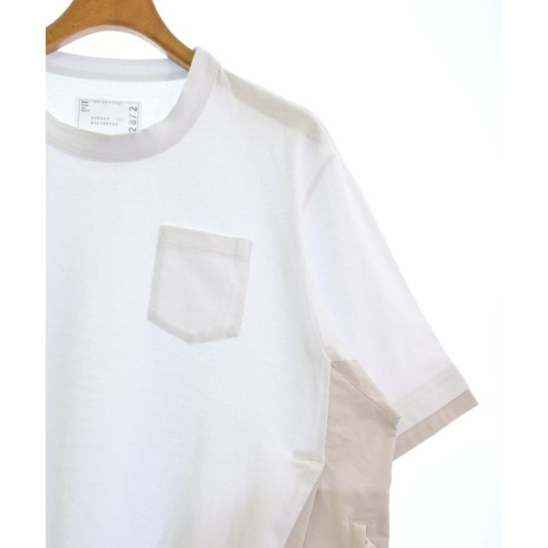 sacai - sacai サカイ Tシャツ・カットソー 1(S位) 白xベージュ sacai - sacai サカイ Tシャツ・カットソー 1(S位) 白xベージュ
