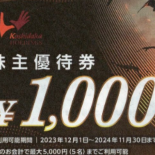 コシダカ　株主優待券　25000円分(その他)