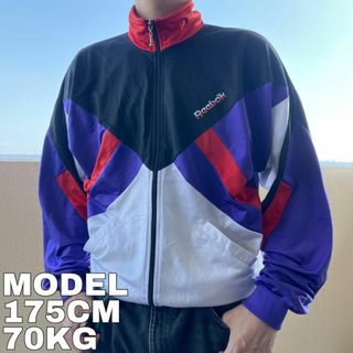 Reebok - REEBOK リーボック トラックジャケット 黒 紫 赤 90s M Reebok - REEBOK リーボック トラックジャケット 黒 紫 赤 90s M