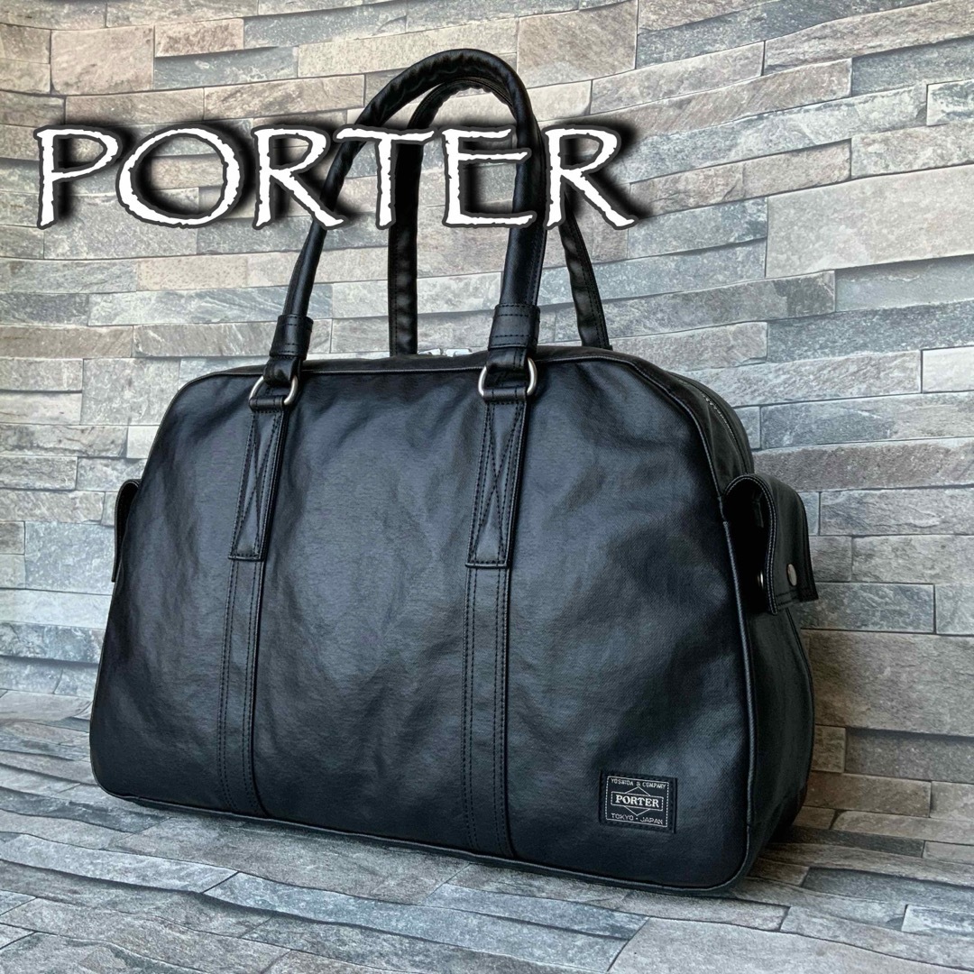 PORTER ブラック レザー ショルダーバッグ 悪い フリースタイル PORTER ブラック レザー ショルダーバッグ 悪い フリースタイル