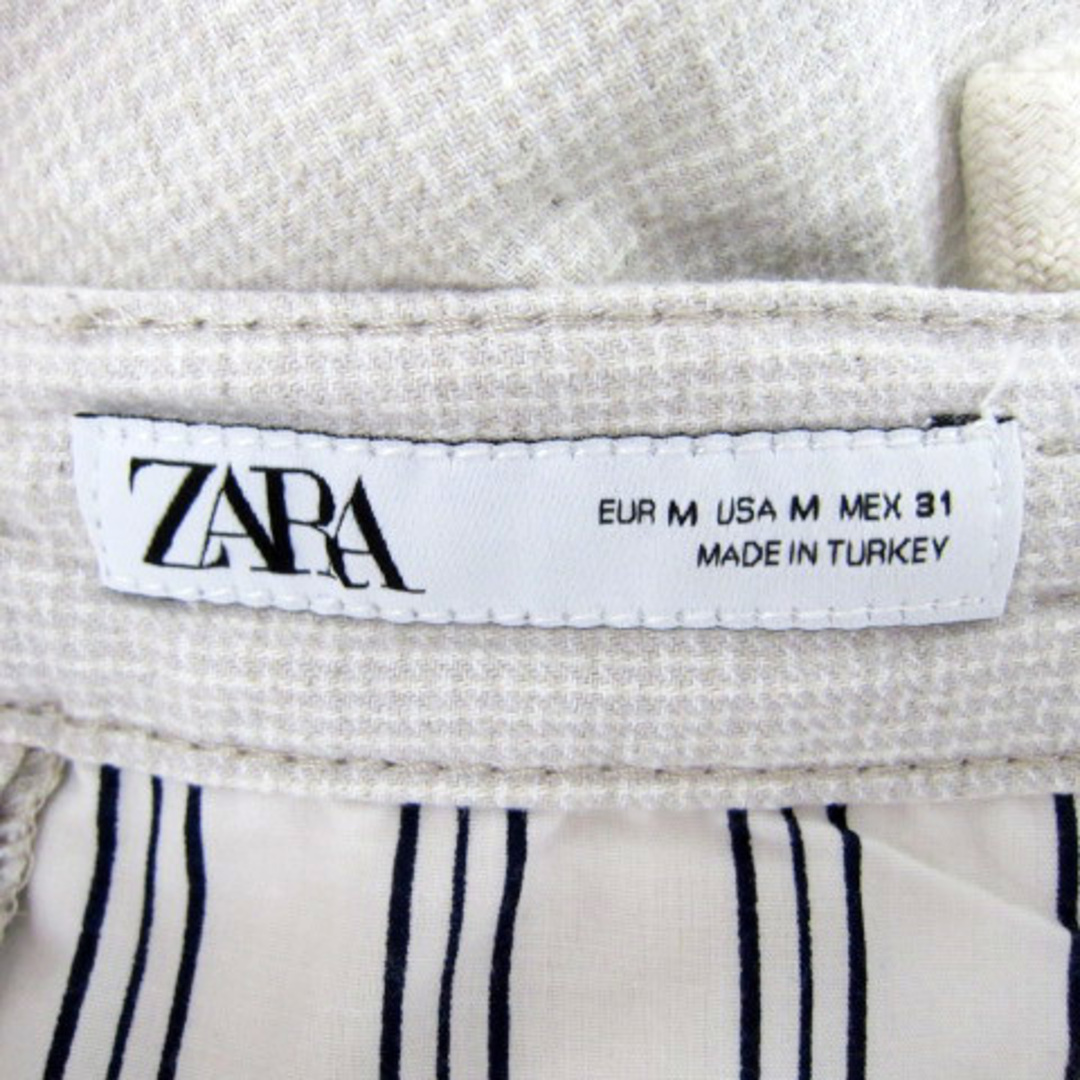 ZARA - ZARA ショートパンツ ハーフパンツ 総柄 リネン混 麻 M