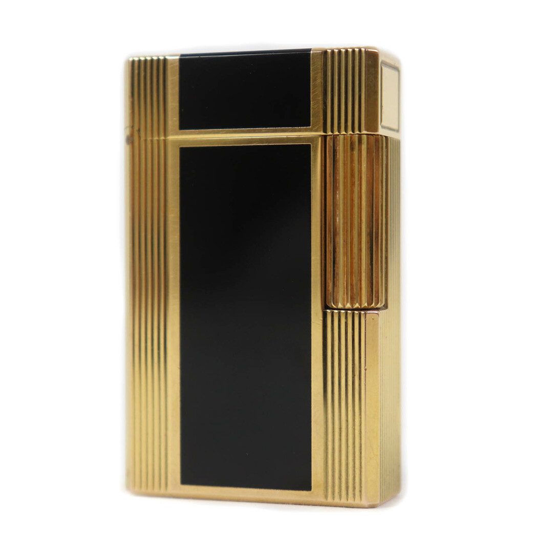 DUPONT - 外装良品★Dupont デュポン ライン1 ロング ラッカー ローラー式 ガス ライター ブラック ゴールド フランス製 メンズ 着火不可