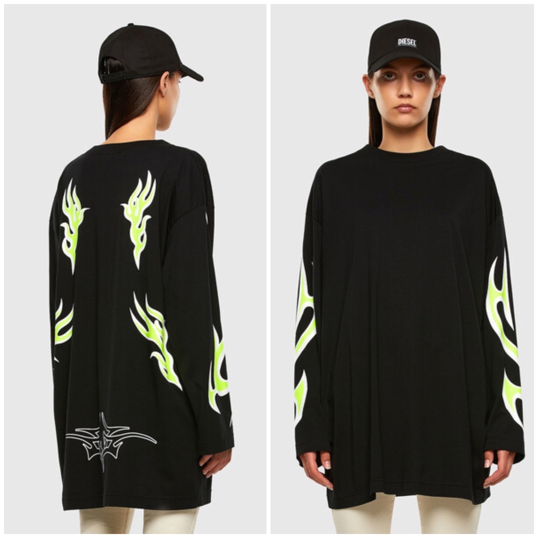 DIESEL - DIESEL リラックスフィットグラフィックロングTシャツ DIESEL - DIESEL リラックスフィットグラフィックロングTシャツ