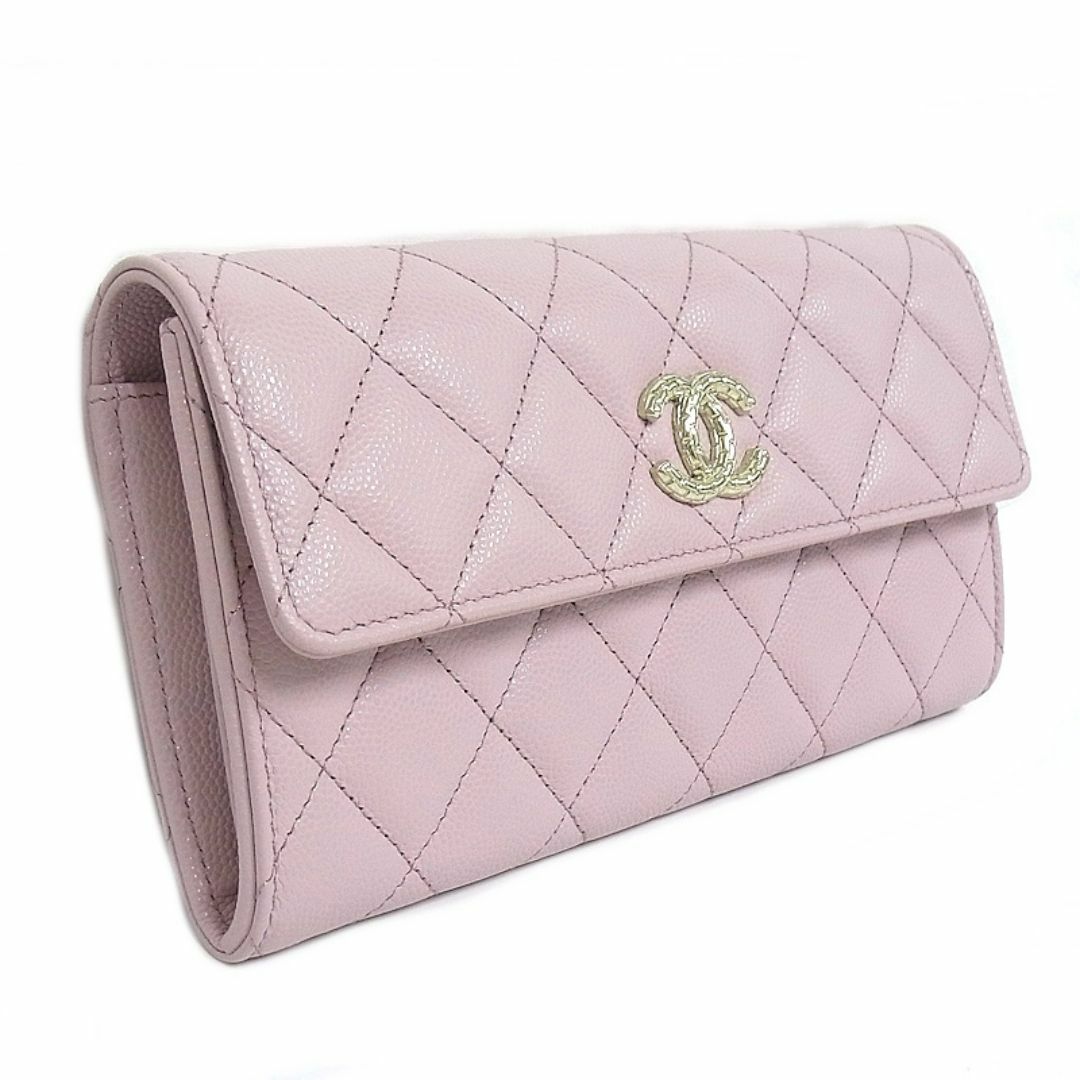 CHANEL - シャネル CHANEL ホック付き長財布 キャビアスキン CHANEL - シャネル CHANEL ホック付き長財布 キャビアスキン