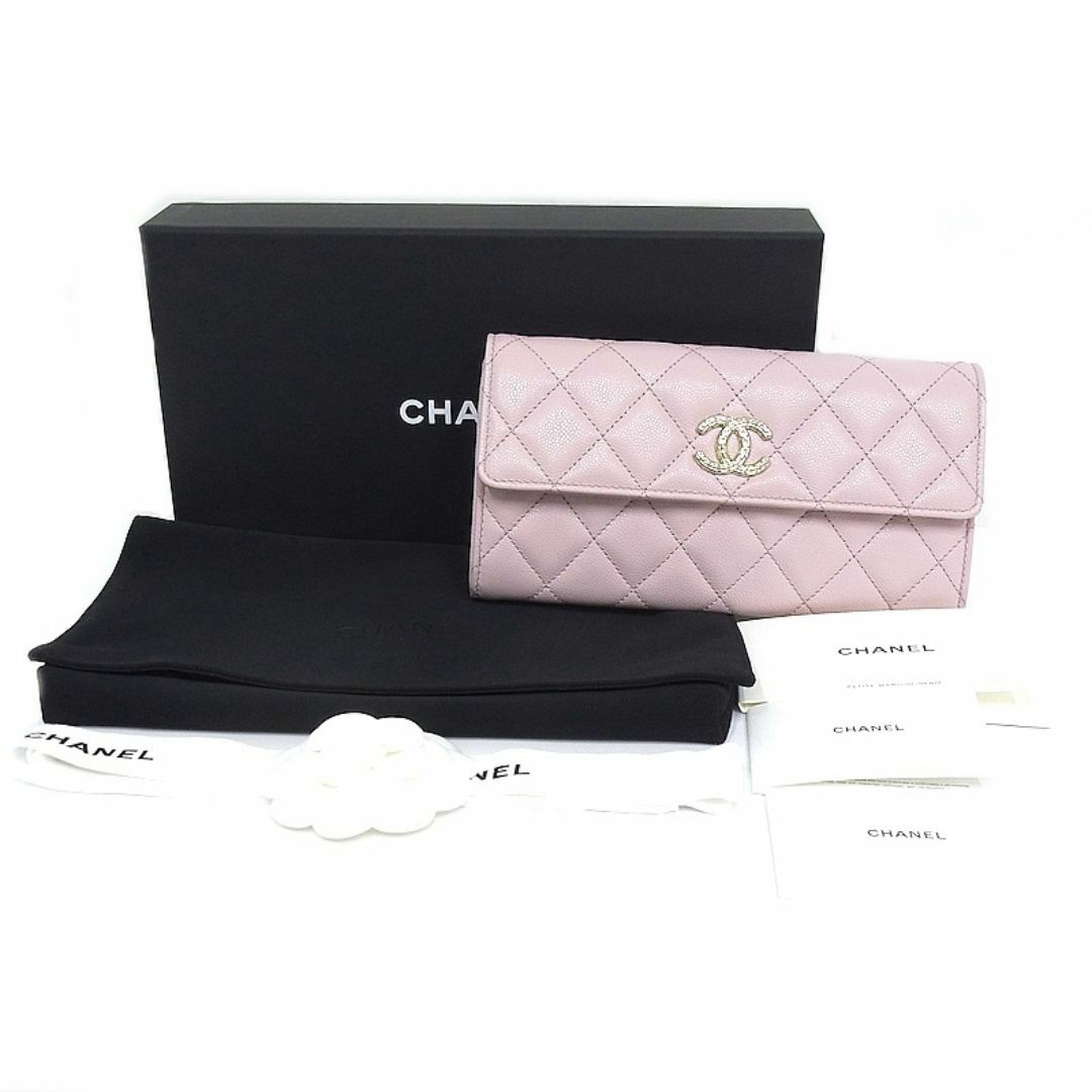 CHANEL - シャネル CHANEL ホック付き長財布 キャビアスキン CHANEL - シャネル CHANEL ホック付き長財布 キャビアスキン