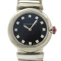 ブルガリ BVLGARI 時計 ルチェア クォーツ 腕時計 レディース SS ブラック文字盤 12P ダイヤモンド LU28S 中古 新入荷 BV0361