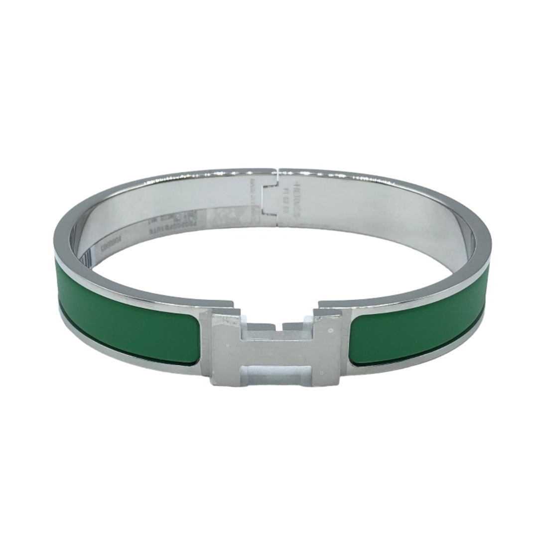 HERMES - 　エルメス HERMES クリックH　ブレスレット グリーン　SV金具 メタル レディース ブレスレット
