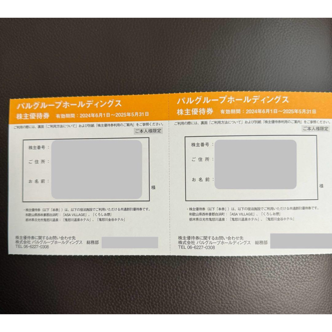 2枚 PAL GROUP パルグループホールディングス 株主優待券 チケットの優待券/割引券(宿泊券)の商品写真