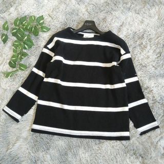 【MAISON CORNICHON】七分袖 カットソー (F0) ボーダー S(カットソー(長袖/七分))