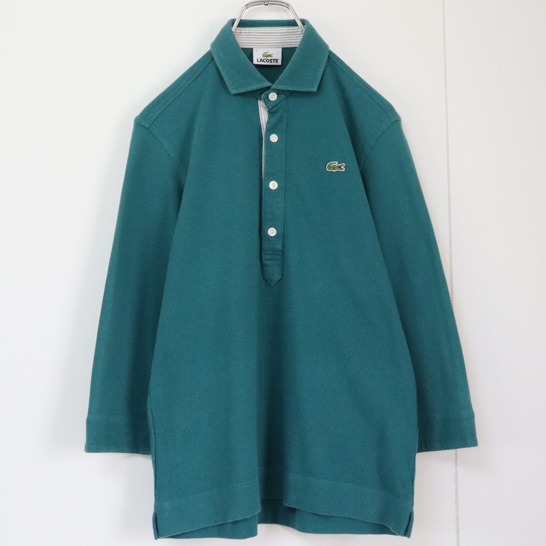 LACOSTE - 【希少デザイン】ラコステ/ポロシャツ 刺繍ロゴ 7分 LACOSTE - 【希少デザイン】ラコステ/ポロシャツ 刺繍ロゴ 7分