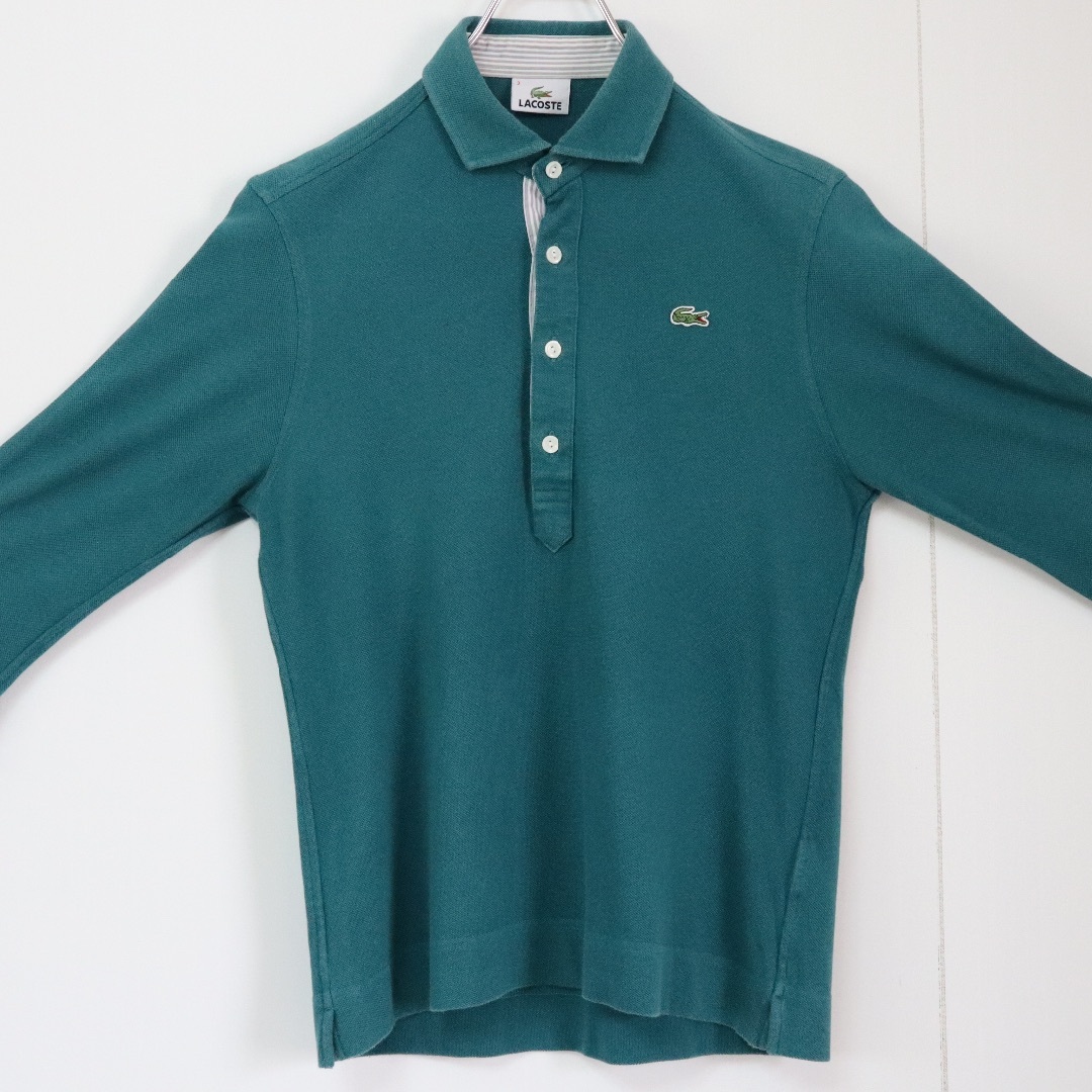 LACOSTE - 【希少デザイン】ラコステ/ポロシャツ 刺繍ロゴ 7分 LACOSTE - 【希少デザイン】ラコステ/ポロシャツ 刺繍ロゴ 7分