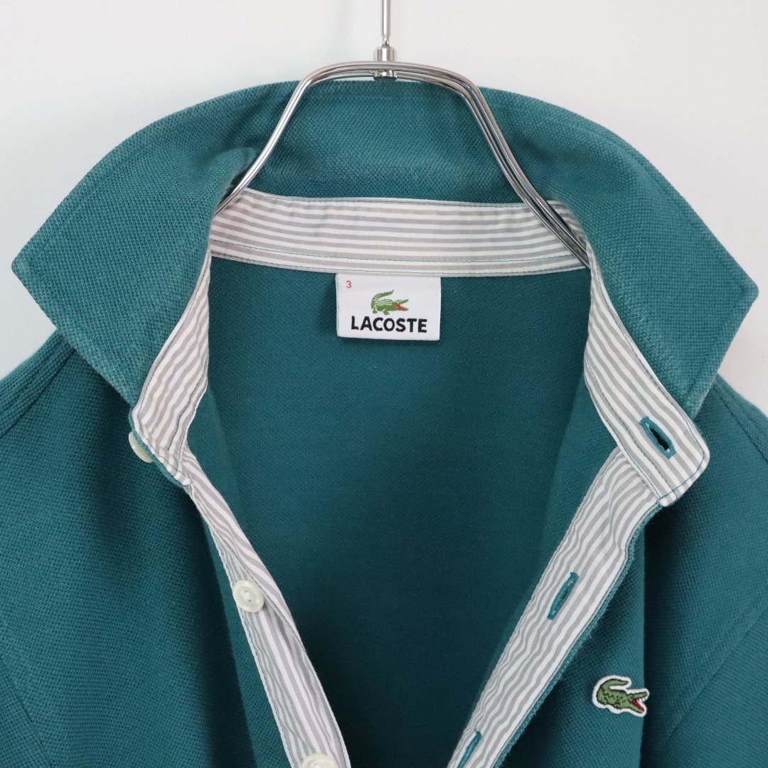 LACOSTE - 【希少デザイン】ラコステ/ポロシャツ 刺繍ロゴ 7分 LACOSTE - 【希少デザイン】ラコステ/ポロシャツ 刺繍ロゴ 7分