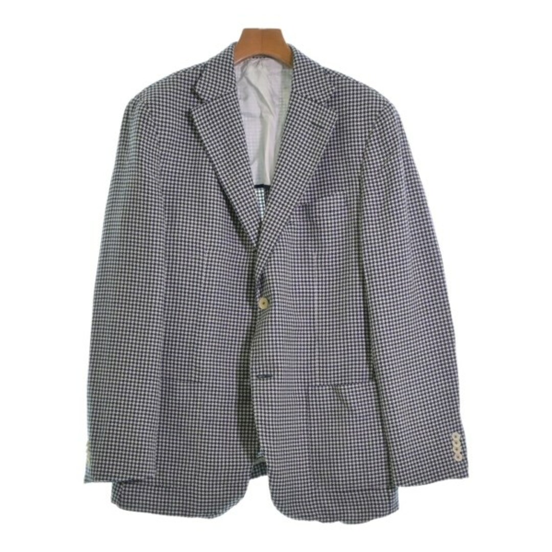 Corneliani ジャケット 58(XL位) 紺x白(千鳥格子) 【古着】 Corneliani ジャケット 58(XL位) 紺x白(千鳥格子) 【古着】