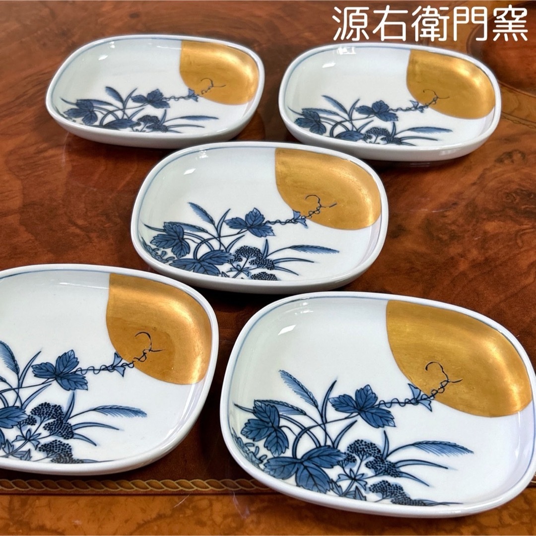 染錦梅地紋長角皿 染錦梅地紋長角皿