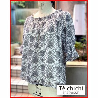 テチチ(Techichi)の美品☆ｴｽﾆｯｸ柄X透感ｼｬｰﾘﾝｸﾞｽﾓｯｸ風ﾌﾟﾙｵｰﾊﾞｰ【ﾃﾁﾁ】送料込(カットソー(半袖/袖なし))